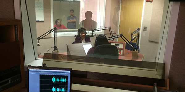 Leandra recording at Lancer Radio